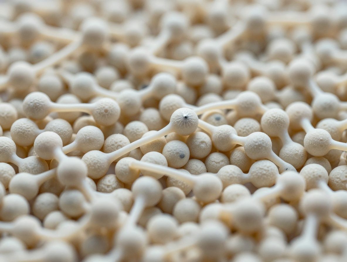 Jemné biele vlákna kolagénu pod mikroskopom, abstraktná mikrobiologická ilustrácia štruktúry proteínov