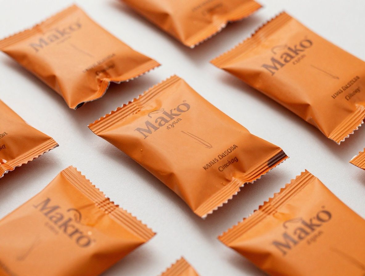 Makro záber na žlté a oranžové kapsuly prírodných doplnkov rozložené na drevenom pozadí s prírodnými zložkami